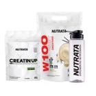 Kit W100 Baunilha + Creatina Refil 300 + Garrafa 600ml Nutrata