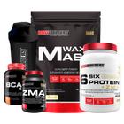 Kit Waxy Mass 3kg + Six Protein 900g + ZMA Drol 120 Cápsulas + BCAA 100g + Coqueteleira - Bodybuilders
