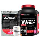 Kit Waxy Whey 2Kg+ Albumina 500G+ Bcaa 100G