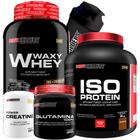 KIT Waxy Whey 2kg + Iso Protein 2kg+ Power Creatina 100g + Glutamina 100% 300g + Coqueteleira - Bodybuilders