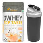 Kit whey 3w top taste 900g body action + coqueteleira 600ml