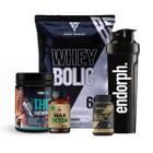 Kit Whey Bolic 1Kg + Bcaa + Pré Treino + Max Detox + Coqueteleira