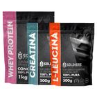 Kit: Whey Concentrado 1kg + Leucina 500g + Creatina Monohidratada 500g - 100% Importado - Soldiers Nutrition