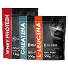 Kit: Whey Concentrado 1kg + Leucina 500g + Creatina Monohidratada 500g - 100% Importado - Soldiers Nutrition