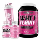 Kit Whey Feminy Protein 907g + BCAA Feminy 2200mg 60 caps + Colágeno Hidrolisado 60 caps com Vitamina C e E - Snake Dragon/Body Nutry/Pharma Pro