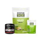 Kit Whey Isolate Refil 1814g Banana C/Canela + Armagedom 150g Uva + Creatina 120g Synthesize