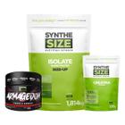 Kit Whey Isolate Refil 1814g Cappuccino + Armagedom 150g Maçã-Verde + Creatina 120g Synthesize