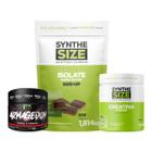 Kit Whey Isolate Refil 1814g Chocolate + Armagedom 150g Maçã-Verde + Creatina 300g Synthesize