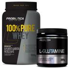 Kit Whey Protein 100% Pote 900g + Glutamina 300g Probiotica