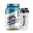Kit Whey Protein 100% Pote 900g Sabor Baunilha + Coqueteleira Tokio Transparente 600ml
