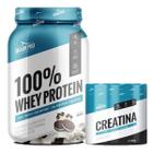 Kit Whey Protein 100% Pote 900g Sabor Cookies Shark Pro + Creatina Monohidratada 300g Shark Pro