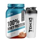 Kit Whey Protein 100% Pote 900g Sabor Doce De Leite + Coqueteleira Tokio Transparente 600ml - Shark Pro