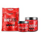 Kit Whey Protein 100% Puro Concentrado 900g Morango + Beta Alanina 123g + Creatina 100% Pura Monohidratada pote 300g - Integralmédica