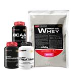 KIT Whey Protein 500g + Power Creatina 100g + POWER Glutamina 100g + BCAA 4.5g 100g - Bodybuilders