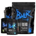 Kit Whey Protein Blend Isolado Concentrado 1kg + Creatina 100% Pura 300g + Pré Treino 300g + Shaker - Bulk Nutrition