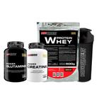 Kit Whey Protein Chocolate Creatina Glutamina Coqueteleira