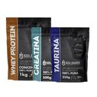 Kit: Whey Protein Concentrado 1Kg + Creatina Monohidratada 500g + Taurina 250g - 100% Importado - Soldiers Nutrition