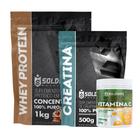 Kit: Whey Protein Concentrado 1Kg + Creatina Monohidratada 500g + Vitamina C Em Pó 500g - 100% Importado - Soldiers Nutr - Soldiers Nutrition