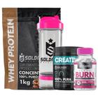 kit: Whey Protein Concentrado 1Kg + Creatina Monohidratada Pote 300g + Termognico Femme + Coqueteleira 700ml (Pro Rosa) - Soldiers Nutrition