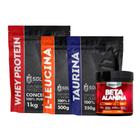 Kit: Whey Protein Concentrado 1Kg + Leucina 500g + Taurina 250g + Beta Alanina 250g - 100% Importado - Soldiers Nutritio