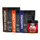 Kit: Whey Protein Concentrado 1Kg + Leucina 500g + Taurina 250g + Beta Alanina 250g - 100% Importado - Soldiers Nutritio