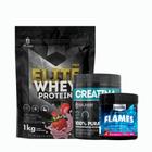 Kit: Whey Protein Elite 1kg + Creatina Monohidratada Pote 300g - 100% Pura + Pré-Treino Flames 200g - Soldiers Nutritio