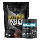 Kit: Whey Protein Elite Pro 1kg + Creatina Monohidratada Pote 300g - 100% Pura Importada - Soldiers Nutrition