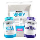 KIT Whey Protein Fit Foods 500g + BCAA Fit 100g + PREMIUM Creatina 100g - BRN Foods