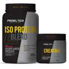 kit Whey Protein Iso Blend 900g + Creatina 100g - Probiótica - Massa Muscular Energia Força