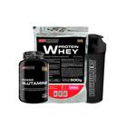 Kit Whey Protein Morango 500G Glutamina 100G Coqueteleira