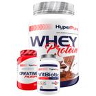 Kit Whey Protein Pote 900g + Creatina Push 100g + Multivitamínico Vit Biotic 90 Cápsulas- Hyperpure Kit para ganho de massa muscular e vitaminas