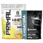 Kit: Whey Protein Primal 1Kg 100% Importado + Creatina Monohidratada 600g - Soldiers Nutrition