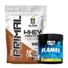 Kit: Whey Protein Primal 1Kg 100% Importado + Pré- Treino Flames - Soldiers Nutrition