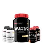 Kit Whey Protein Waxy Whey Pote 900g + 2x BCAA 100g + 2x Power Creatina 100g - Kit para Ganho de Massa Muscular