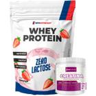 Kit Whey Protein Zero Lactose 900g Morango + Creatina Micronizada 300g NEWNUTRITION