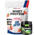 Kit Whey Protein Zero Lactose 900g Morango + Pré Treino XtremeUp 300g Maçã Verde NEWNUTRITION
