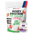 Kit Whey Protein Zero Lactose All Natural 900g Morango + Glutamina 300g NEWNUTRITION