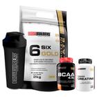 Kit Whey Six Isolate Gold 2kg + Creatina 100g + BCAA 100g Tangerina + Coqueteleira - Bodybuilders