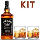 Kit Whisky Jack Daniel's Black No7 Old com 2 Copos de vidro