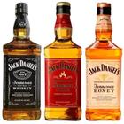 Kit Whisky Jack Daniels 1 Litro Honey + Fire + Old N7