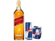 Kit Whisky Johnnie Walker Red Label Escocês - 1L + Bebida Energética Red Bull 250ml 4 Unidades