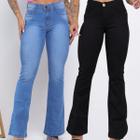 Kit Wide Leg Boca de Sino Pantalona Leve Jeans Empina Bumbum