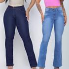 Kit Wide Leg Boca de Sino Pantalona Leve Jeans Empina Bumbum