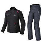 Kit X11 Jaqueta Veler Calça Versa Impermeável Preto C/ Rosa