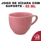 Kit Xícara em Porcelana Rosa 95ml Jogo de Chá e Café