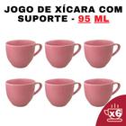 Kit Xícara em Porcelana Rosa 95ml Jogo de Chá e Café