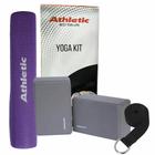 Kit Yoga Athletic Tapete de Yoga + Bloco de Yoga + Cinto de Alongamento