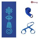 Kit Yoga Azul Estampa Unalome 4mm+Alça+Cinto de alongamento