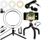 Kit Youtuber Microfone Celular Tripé Iluminador Ring Light - Aquilae