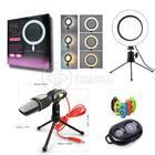 Kit Youtuber - Ring Light 6" + Tripé de 16cm + Microfone Condenser SF-666 + Disparador de Fotos - Aquilae